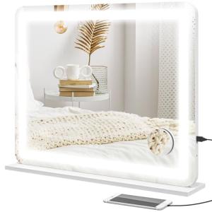 HOMCOM Espejo de Maquillaje de Intensidad LED 3 Modos de il…