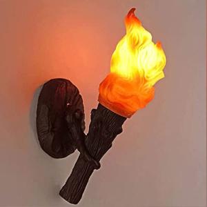 Aplique de pared LED de resina en forma de antorcha de simu…