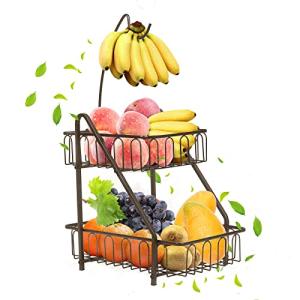 Bomclap Cesta de frutas de 2 niveles con soporte para pláta…