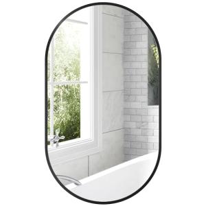 HOMCOM Espejo de Baño Ovalado 40x70 cm Espejo Decorativo de…