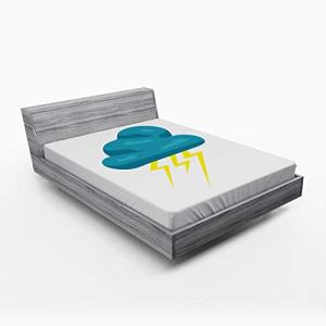 ABAKUHAUS Verde Azulado y Amarillo Sábana Elastizada, Nube…