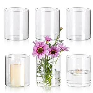 Glasseam JarróN De Cristal PequeñO, Floreros CilíNdricos Tr…