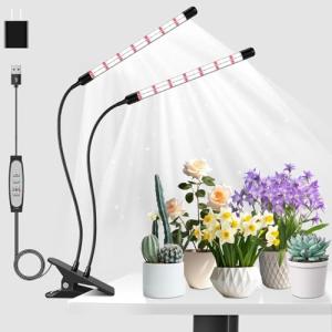 Lámpara para plantas LED de 2 cabezales, luz para plantas d…