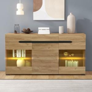 SUKY Aparador LED moderno para salón, 3 puertas, 3 cajones,…