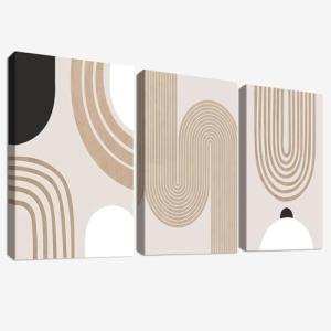 3 Pcs Boho Minimalista Abstracto Marco de madera Cuadro Mod…