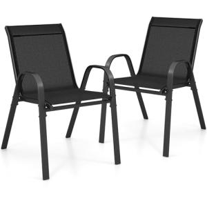 Giantex Juego de 2 Sillas de Patio, Sillas de Comedor Apila…