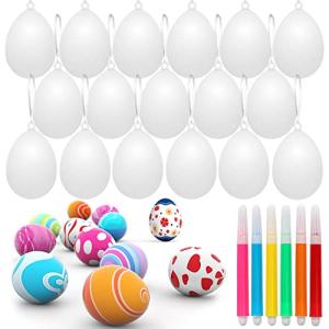 Bluelves Huevos de Pascua,50 Huevos Blancos Plásticos, Deco…