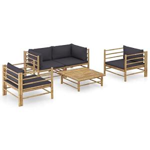 MOONAIRY Set de Muebles de jardín 5 Piezas bambú y Cojines,…