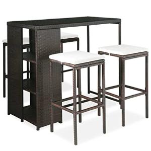 vidaXL Set de Bar para Jardín 5 Piezas y Cojines Mesa Silla…