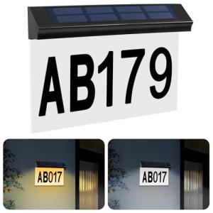 Lámpara solar con número de casa, luz blanca y luz cálida,…