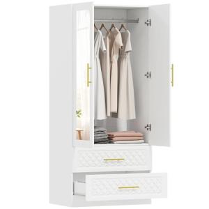 HOMCOM Armario Dormitorio 2 Puertas y 2 Cajones, Armario Ro…