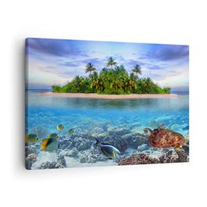ARTTOR Lienzos decorativos Playa laguna agua océano Cuadro…