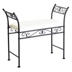 LOLAhome Banqueta pie de Cama de Metal Negra de 63x74x30 cm