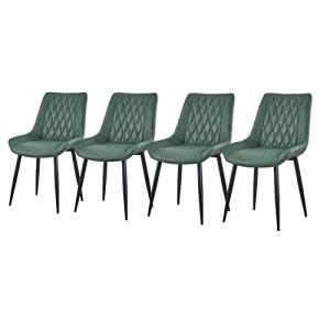 TUKAILAi Juego de 4 sillas de comedor verdes tapizadas de p…