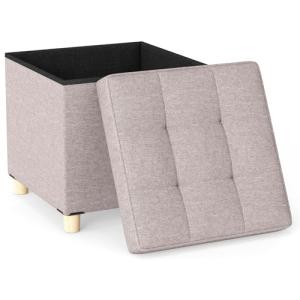 COSTWAY Puff Almacenaje Plegable, 45x45x45 cm, Baúl Almacen…