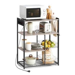VASAGLE Estantería de Cocina con Enchufes, 2 Cestas de Mall…