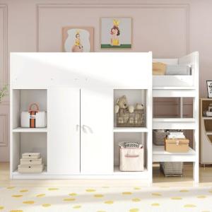 Moimhear Cama alta multifuncional, 90 x 200 cm, con espacio…