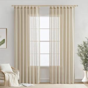 MIULEE 2 Piezas Visillos Cortinas Translucida Efecto Lino c…