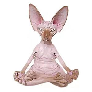 Estatua decorativa rústica de resina animal gato yoga pose…