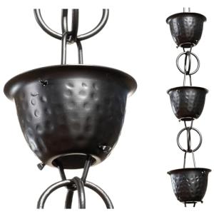 Monarch Rain Chains 18106 Taza de Aluminio martillada, Boqu…