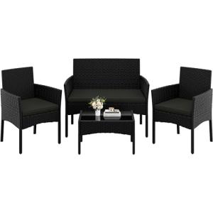 Yaheetech Conjunto de Muebles Ratán de Jardín 4 Piezas, 1 S…
