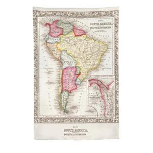 Póster de mapa retro de 1863 y divisiones políticas de Amér…