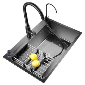 Fregadero de cocina Fregadero negro de acero inoxidable 304…