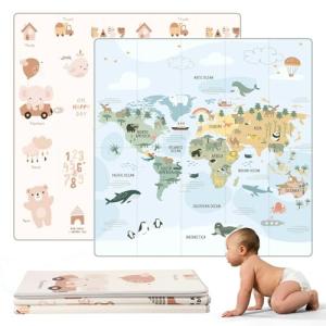 HuBorns - Alfombra Bebe Acolchada Plegable y Reversible con…