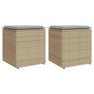 vidaXL Taburetes de jardín con Cojines 2 uds Beige 40x40x43…