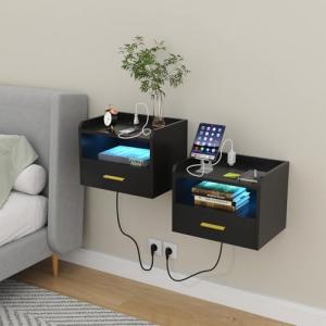 HaodaCulture Mesita de Noche Flotante, Juego de 2, Mesilla…