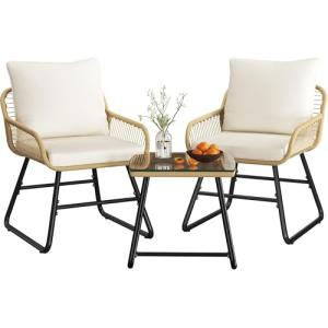 Yaheetech Conjunto de Muebles de Jardín 3 Piezas, Estilo Bi…