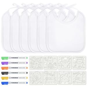 Aolso Baberos para Pintar Bebés,Baberos Bebé Blanco,6pcs DI…