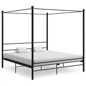 vidaXL Marco de cama con dosel de metal negro, 180 x 200 cm…
