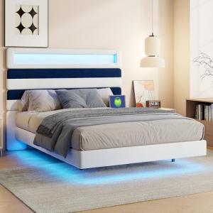 YNYHTER Cama Tapizada 140x190,Cama Doble con Cabecero Camas…