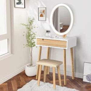 YU YUSING Tocador de Maquillaje con luz, 1 cajones, Organiz…
