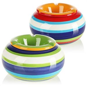COM-FOUR® 2x ceniceros de viento de cerámica en azul, amari…