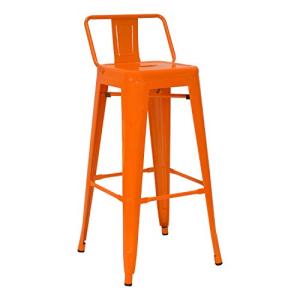Vaukura Taburete Alto con Respaldo Oliix Brillo (Naranja)