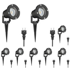 ledscom.de Foco de jardín de 8 LED DUK negro con piqueta de…