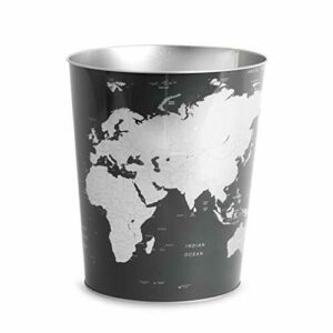 Balvi Papelera Globe Color gris diseño mapa mundo Lata 26x2…