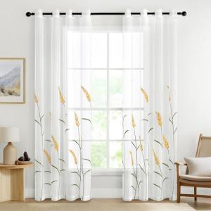 MIULEE Cortinas Bordadas Gradiente Blanco con Ojales Cortin…