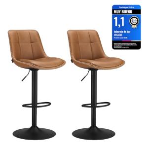 VASAGLE Juego de 2 Taburetes de Bar, Sillas Altas Giratoria…