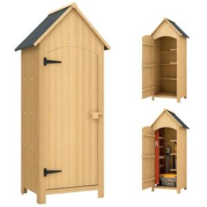 Outsunny Caseta Jardín Exterior de Madera 77,5x54,2x179,5 c…
