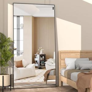 NEUWEABY Espejo de Cuerpo Entero 180x80cm Espejo de Pie Neg…