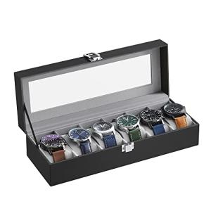 SONGMICS JWB06BK - Caja de reloj con 6 ranuras, caja de rel…