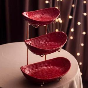 JUNYFFF Fruteros De Cocina Modernos Cerámica, 3 Pisos Cesta…