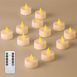 cimetech 12 velas de té LED con temporizador, mando a dista…