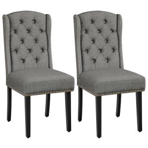 Yaheetech Juego de 2 Sillas de Comedor Tapizadas con Botone…
