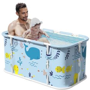Bañera plegable portátil, bañera de remojo para ducha calie…
