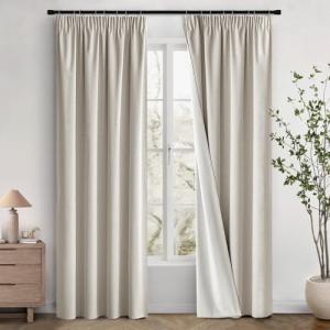 MIULEE 100% Cortinas Opacas 2 Piezas 140 x 245 cm, Beige Ef…