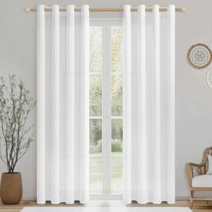 CUTEWIND Cortinas Blancas Lino Salon Modernas 2 Piezas 140x…